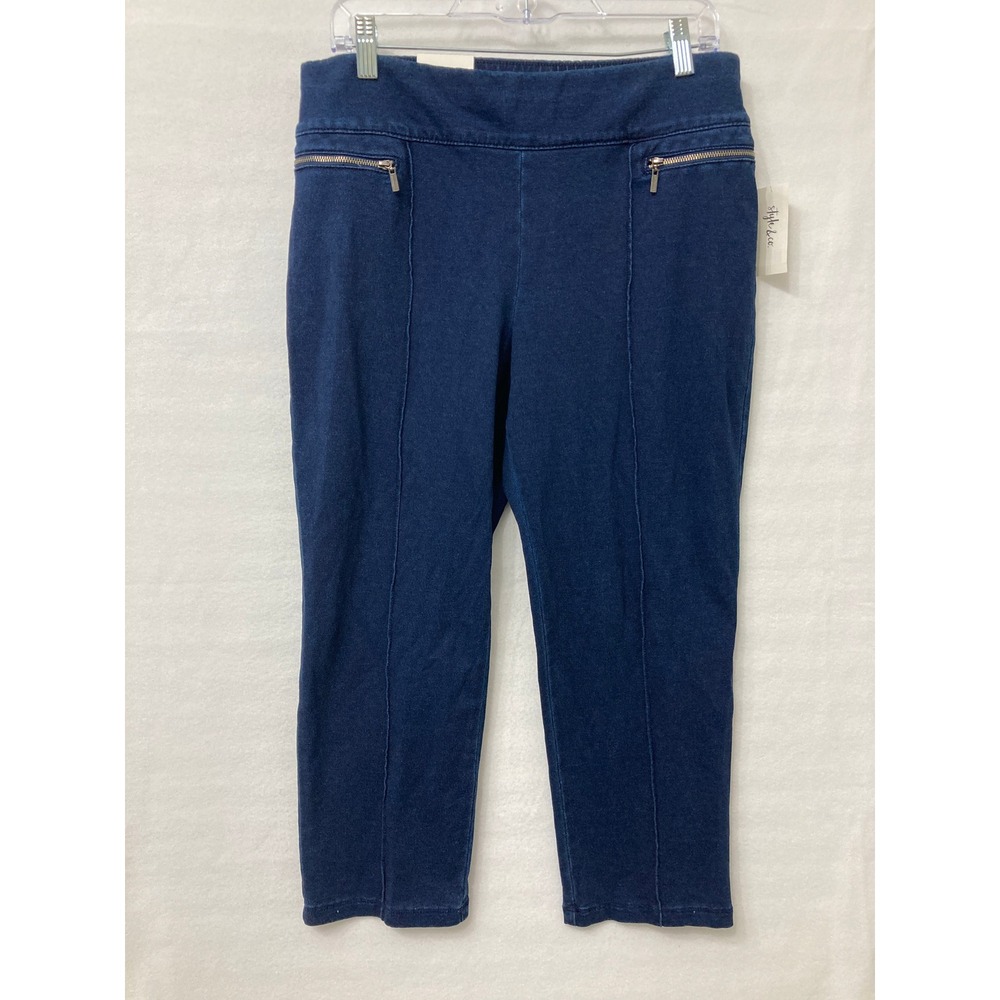 New Style & Co Capri Denim Pants Large Mid Rise Comfort Waist Pull On Stretch